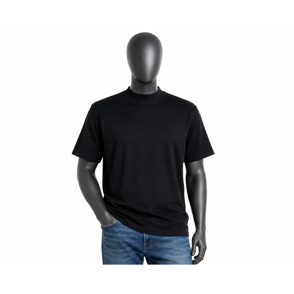 Zara Mens Black Mock Neck Short Sleeve T-Shirt Relaxed Fit Minimalist Tee M